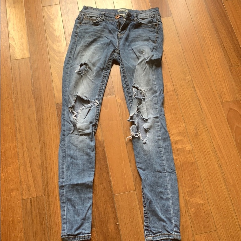 Juniors Mudd deconstructed denim